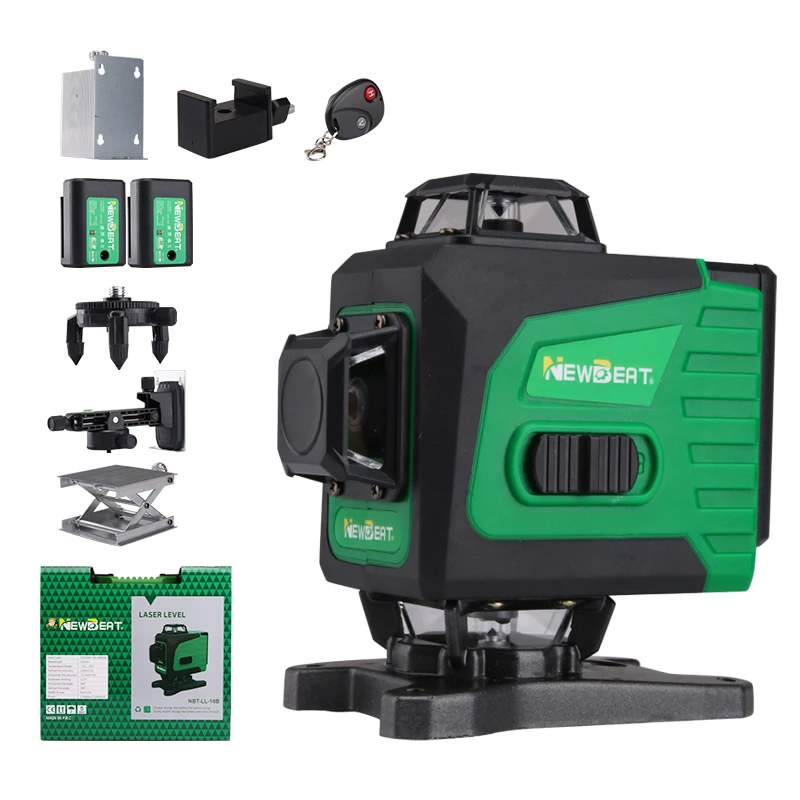 

NewBeat Green Beam Rotary Laser Level 16 Lines 4D 360 Self Leveling Laser Levels Automatic for Construction NBT-LL-16B