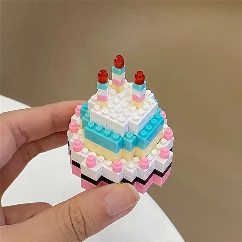 Mini Creativity Dessert Building Blocks Bricks Cake Food Simulation Model Dessert Cute Table Decoration Model DIY Kids Toy Gift