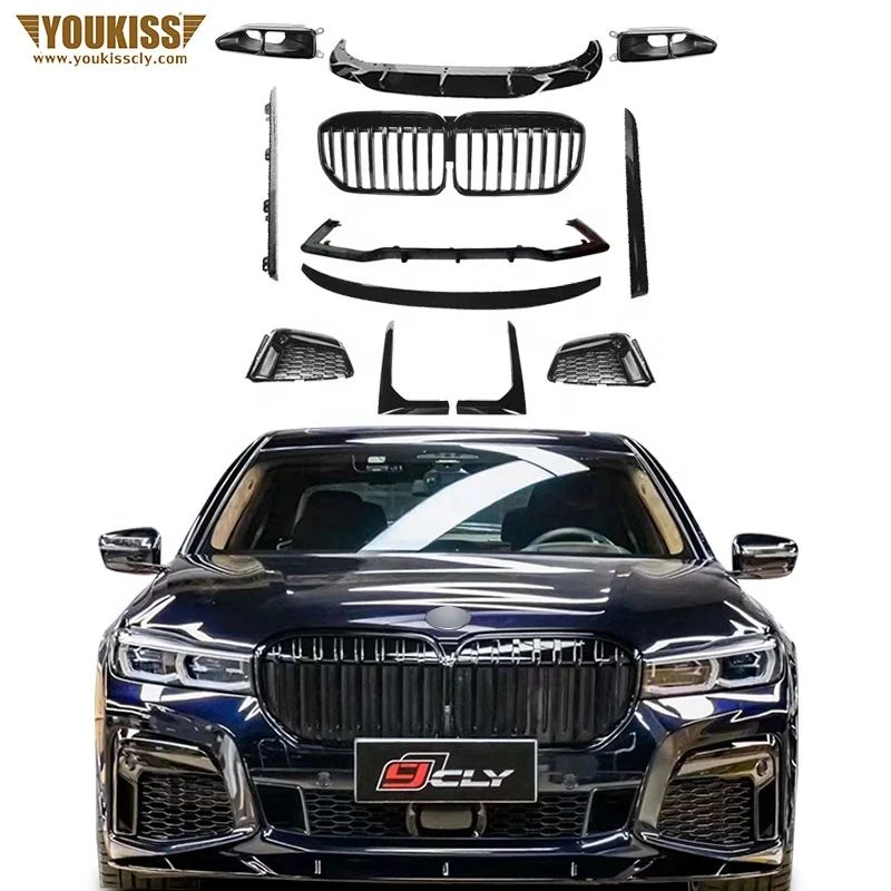 for  Genuine Auto Part For BMW 7 Series G11 G12 Upgrade Black Warrior Front Rear Lip Grille Flog Frame Grill Fender Trims Spoile