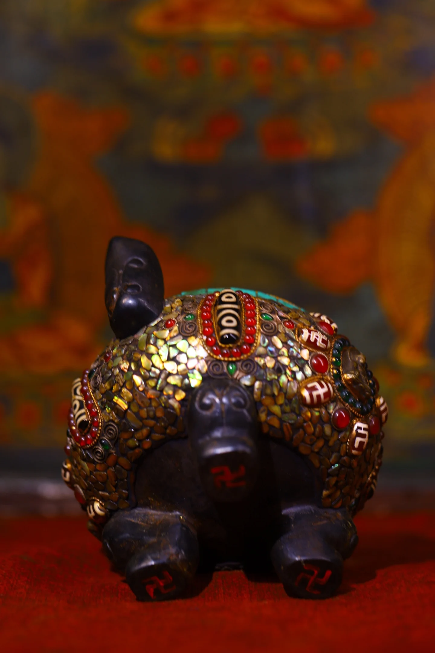 9 "مجموعة معبد التبت القديم النيزك الطبيعي فسيفساء جوهرة gZi الخرز قذيفة الفيروز شاكياموني نمط Luding البخور الموقد