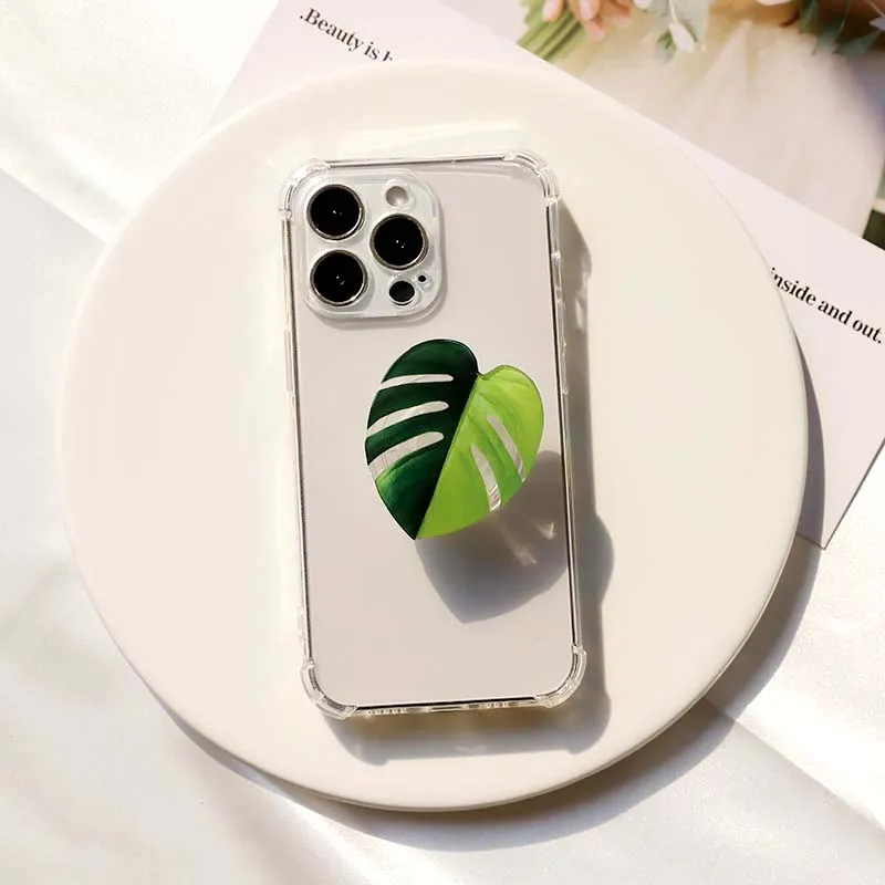 Plant Socket Folding Grip Tok Pretty Leaf Acrylic Phone Holder For iPhone13 Universal Smartphone Griptok Bracket Finger Stand