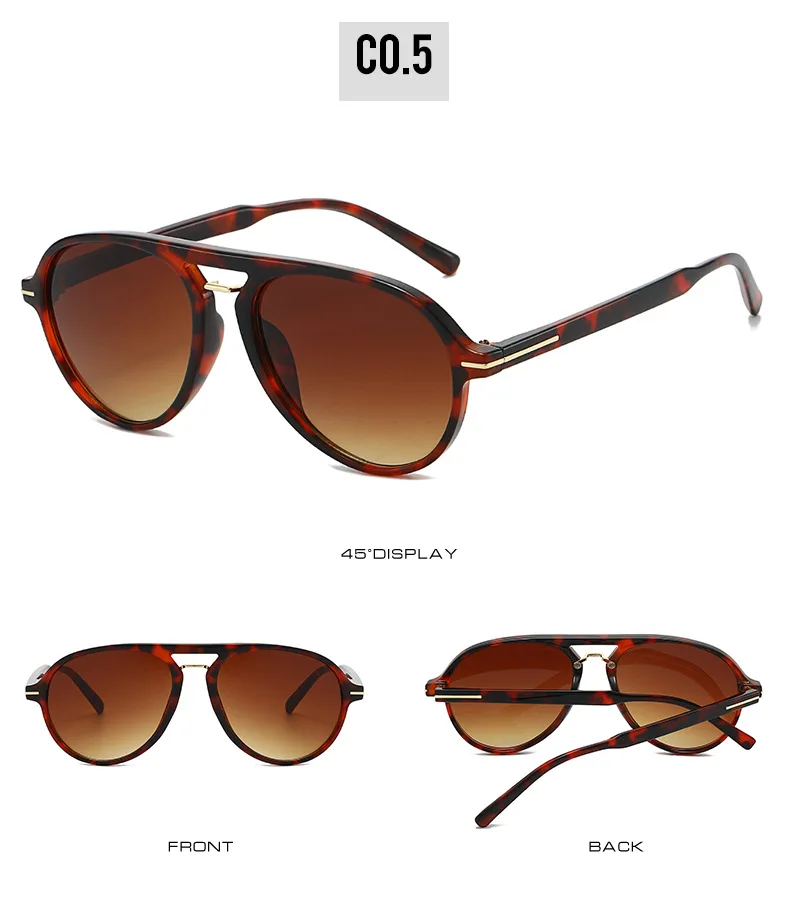 2026 Neue Doppelbalken-Retro-Sonnenbrille für Damen und Herren im Pilotenstil mit Metall-Linien-Dekoration UV400 – Detail 11