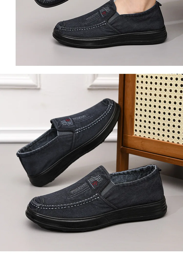 Herren-Slipper aus Canvas, lässige Schuhe, atmungsaktiv, rutschfest, mit dicker Sohle, ideal für ältere Herren, bequem zum Gehen, Canvas-Schuhe. – Detail 21