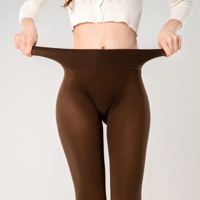 女性ベルベットハイウエストシームレスクロッチストッキング秋冬セクシーな高弾性ヒップリフトソックス 80D