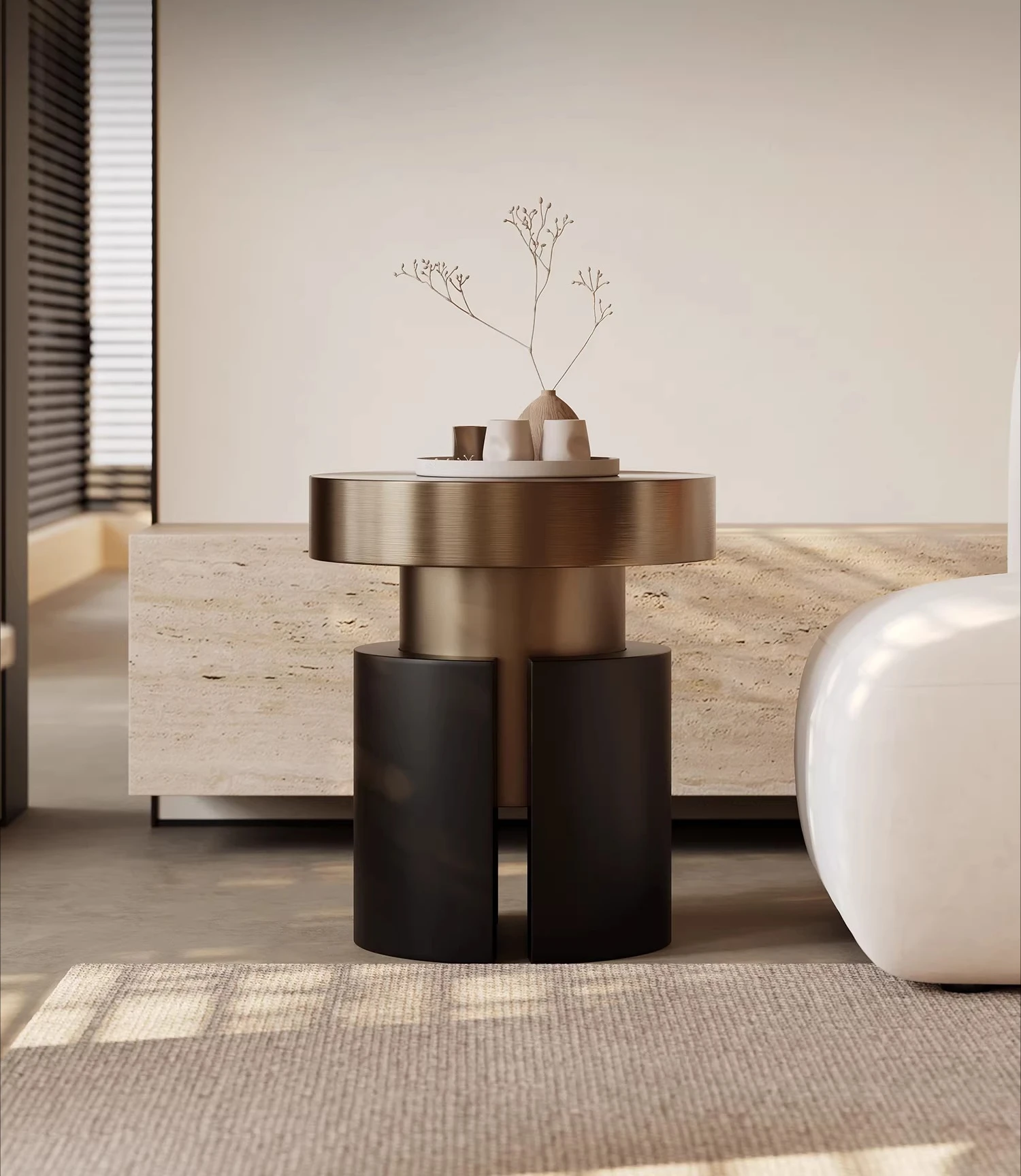 

sofa side few stainless steel creative bedroom storage small apartment creative high-end living room side table round