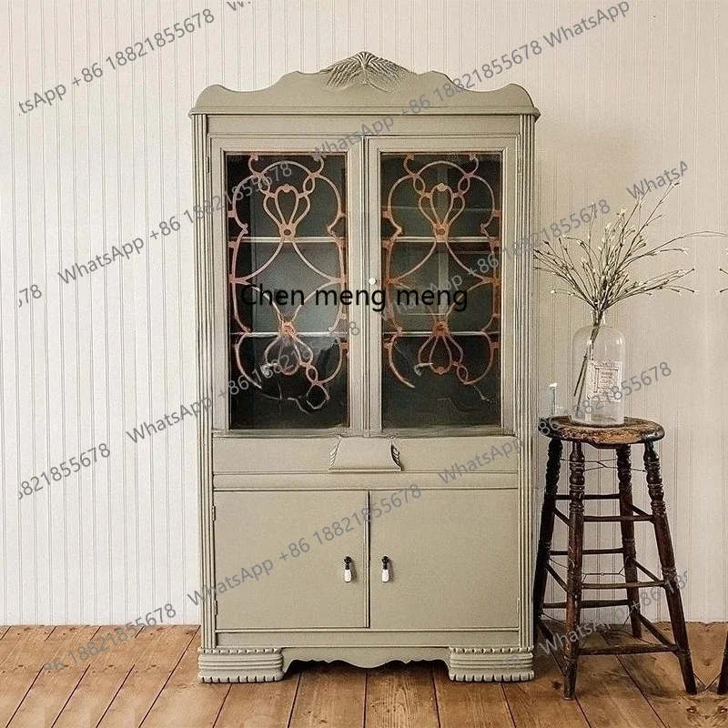 X Retro solid wood chest, medieval living room storage, living room dining side, storage cabinet