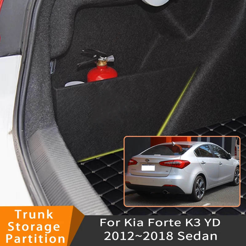 Akcesoria samochodowe do Kia Forte K3 YD 2012 ~ 2018 2013 Organizer samochodowy do modernizacji bagażnika Boczna przegroda bagażnika Części do schowka wewnętrznego