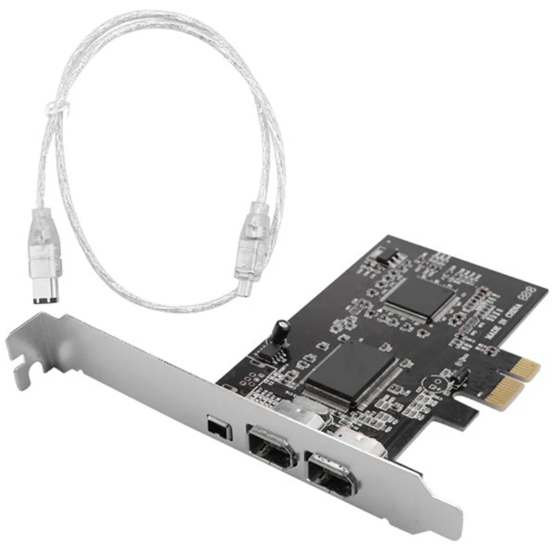 데스크탑 전용 PCI Express X1 PCI-E Firewire 1394A IEEE1394 컨트롤러 카드, 블랙 핏