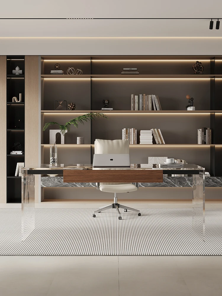 

Acrylic suspended desk designer modern simple high-end desk study room home small apartment computer desk and chair