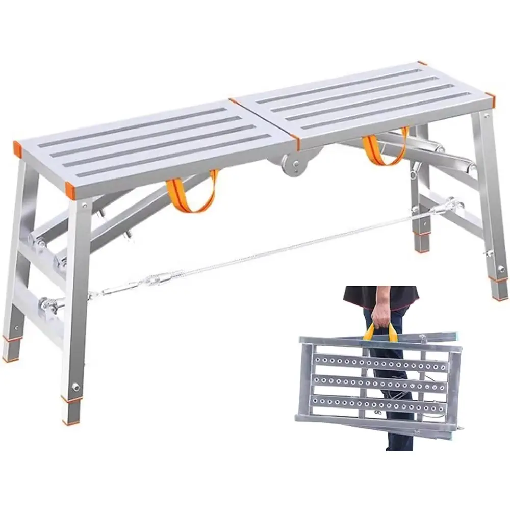 Adjustable Height Folding Step Ladder with Carry Handle, 330 lbs Capacity, 140 cm Tall Storage Bench