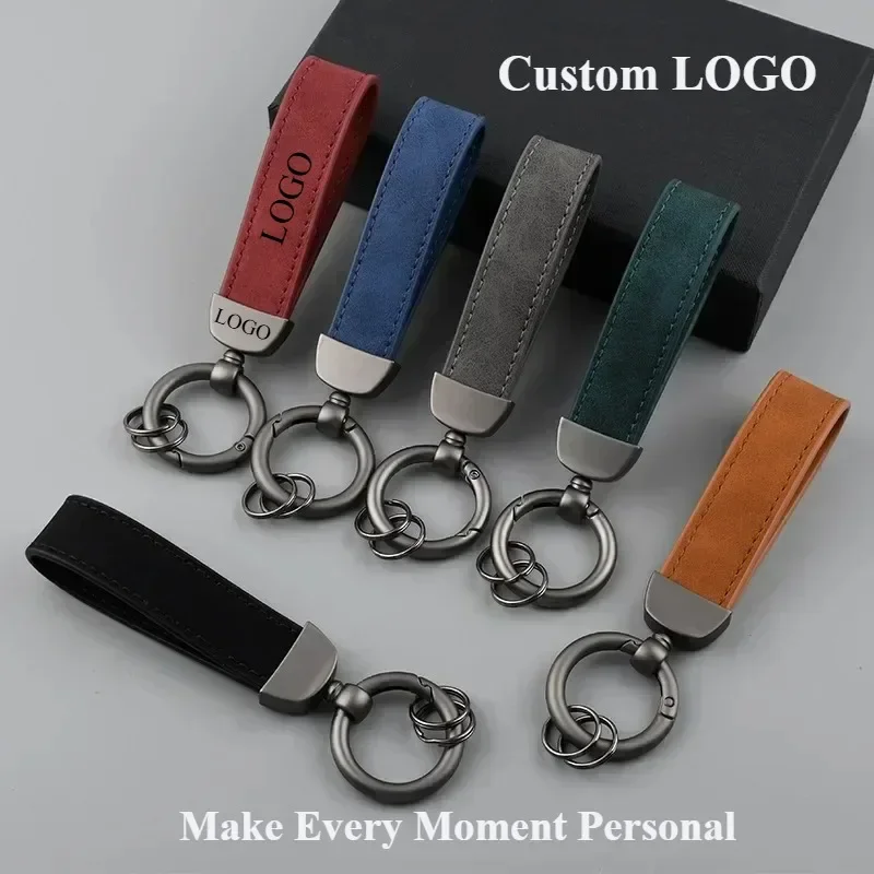 Custom Leather Keychain Personalized Name Logo Retro Vintage Laser Engrave Keyring for Men Women Car Moto Key Ring Gift Creative