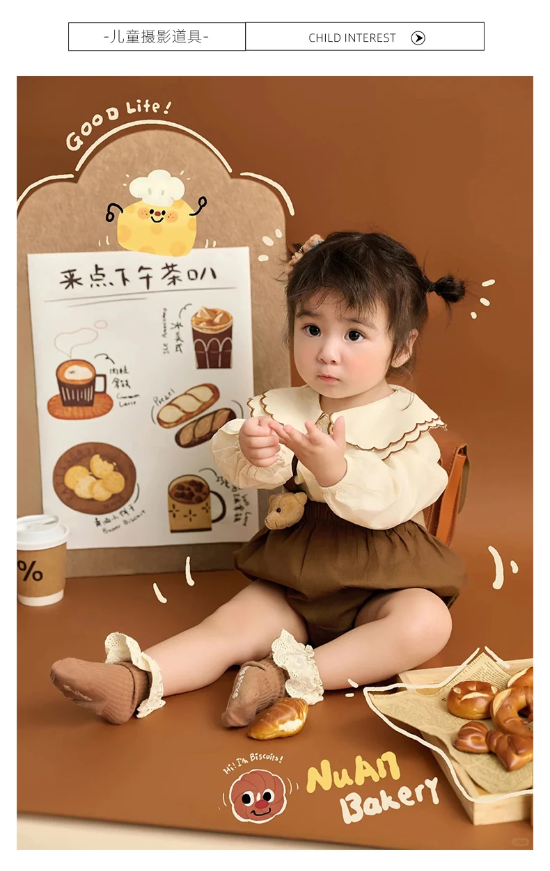 

MiSu Photography Clothing Baby Hundred Day Photo Clothing Props Retro Autumn Childrens Set disfraz bebes 신생아촬영