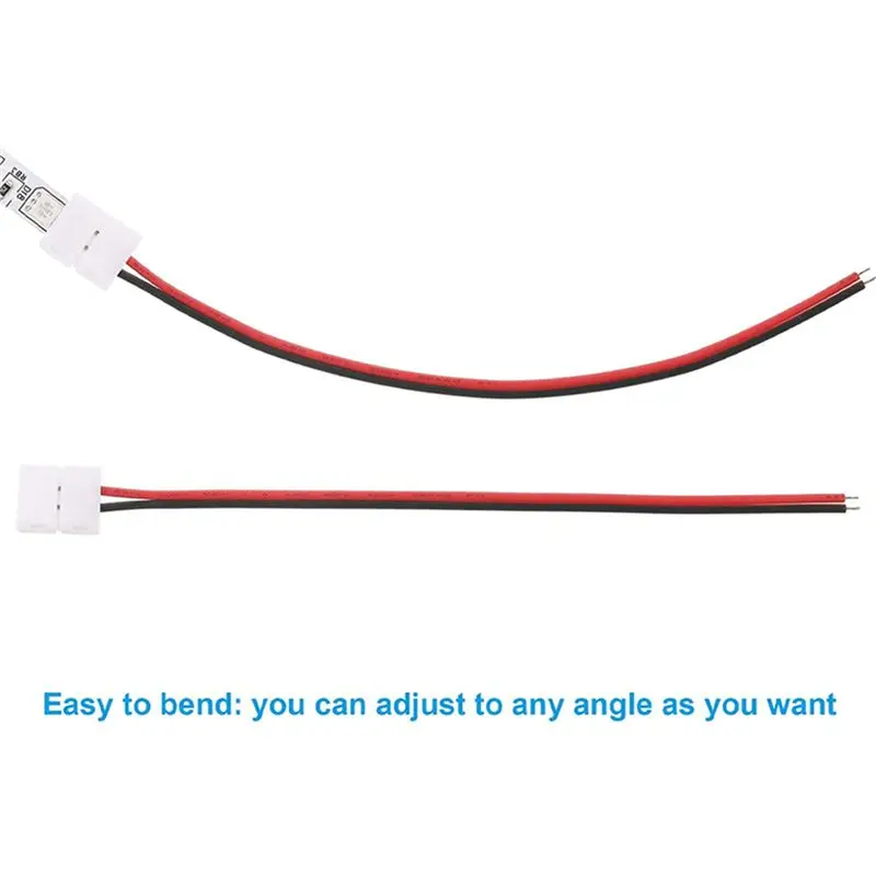 ABZC 240Pcs 8mm 2 Pin LED Strip Light Connector Solderless for 3528 2835 Single Color LED Strip Lights DIY Kit