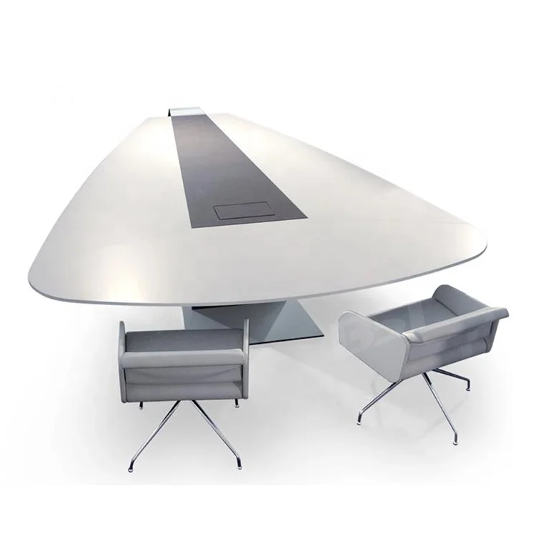 Modern Artificial Stone Triangle Shape Boardroom Conference Table