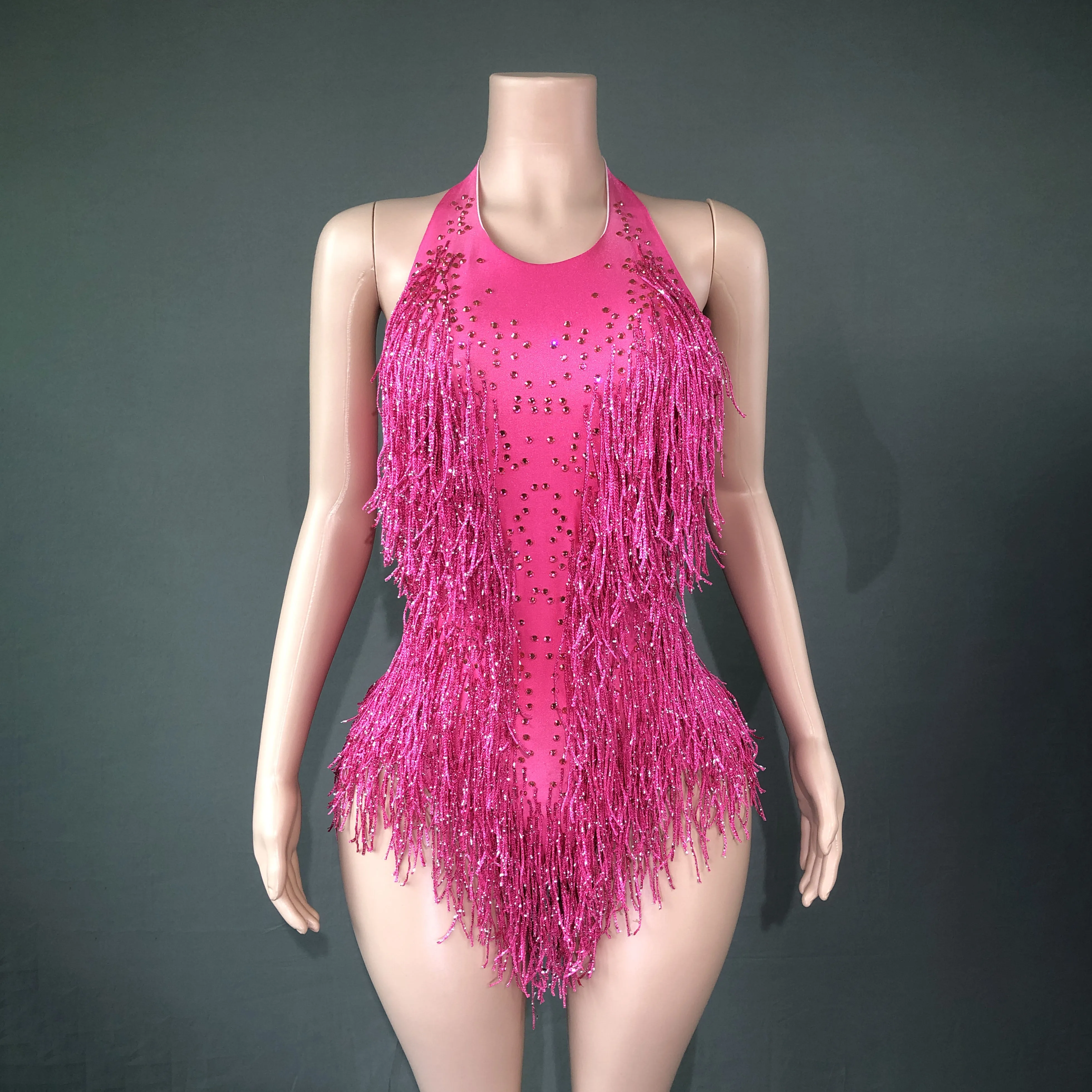 Lấp Lánh Tinh Thể Viền Bodysuit Nữ DJ Nhạc Jazz Khiêu Vũ Trang Phục Với Ren Diễn Sân Khấu Hộp Đêm Trình Diễn Trang Phục
