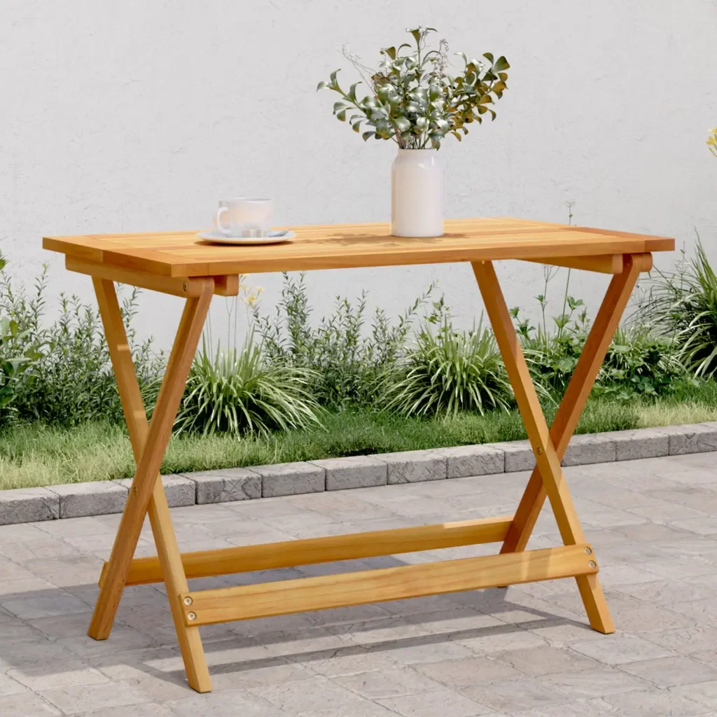 Mesa Plegable de Madera de Acacia para Exteriores de 90x52.5cm - Sólida, Duradera, Fácil de Limpiar, Perfecta para Jardín, Patio, Balcón y Uso Comercial