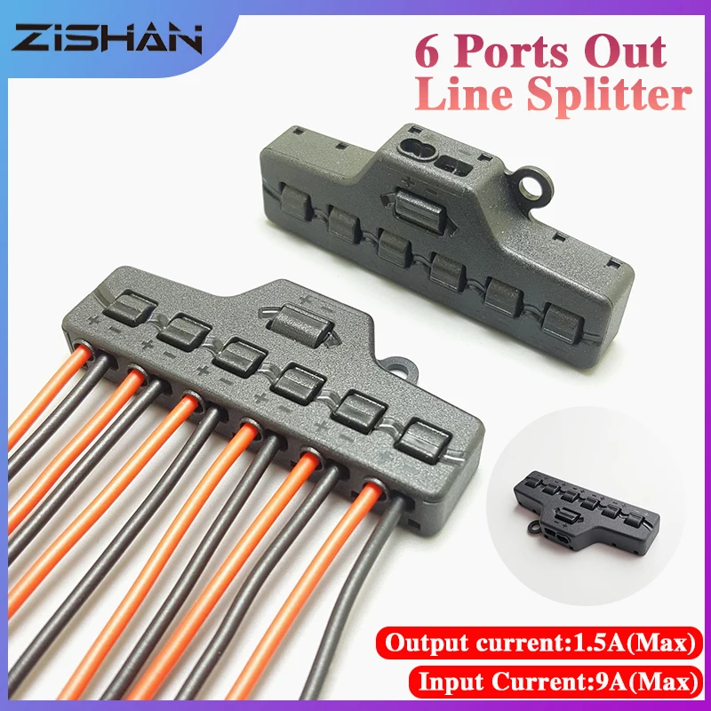 6 Ports Out Line Splitter Quick Connect Low Voltage Wire Splitter Distribution Block For Lighting Led Strip Connection Terminal