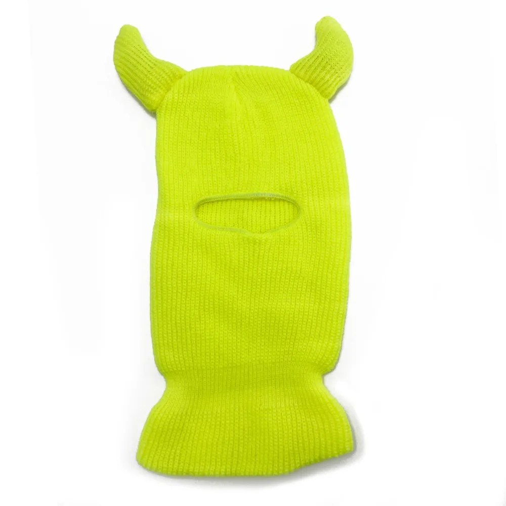 AliExpress Pullover Hat Horns Balaclava Knitted Caps Ox Horn Warm Full Face Ski Mask Single Hole Sun Protection Halloween Cotton Hat Winter