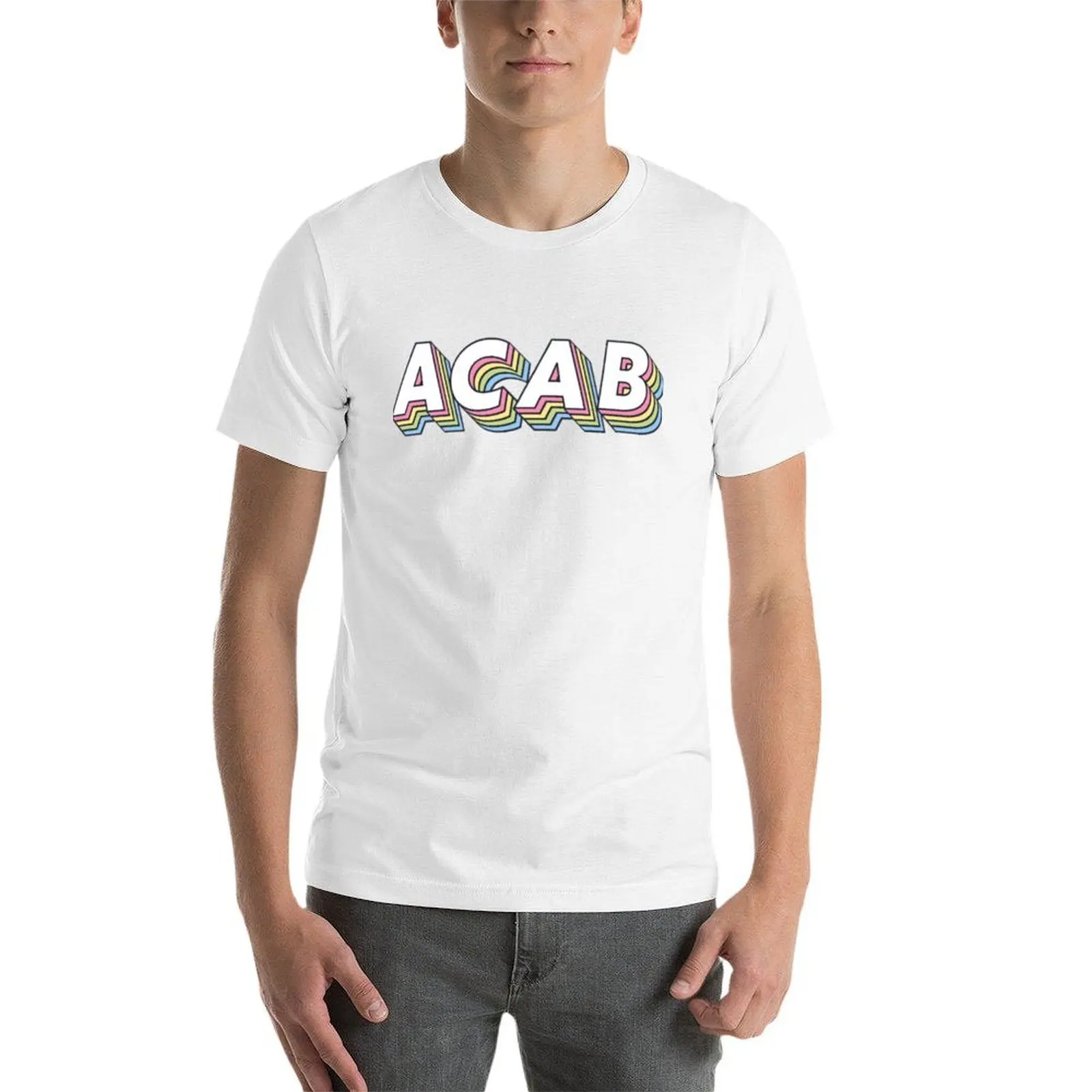 ACAB Regenbogen T-Shirt Herren T-Shirt Baumwolle Herren T-Shirt schwere Baumwolle T-Shirt