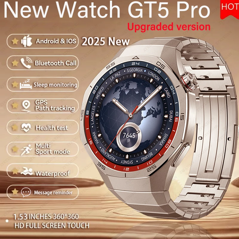 

GT5 Pro Upgraded version Smart Watch Men HD AMOLED Screen GPS Motion trajectory HeartRate Bluetooth Call 1.52" SmartWatch IP68