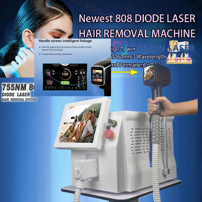 High quality and big powPopular powerful American bars portable painless diode laser permanent 755 808 1064 hair removal machine