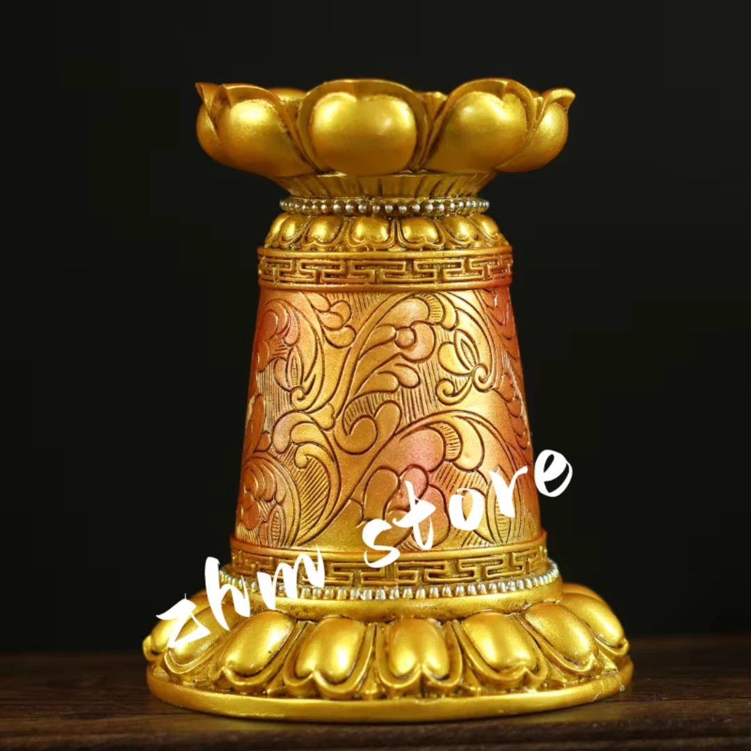 13.5cm Classic Resin Tibetan Buddhist Supplier Delicate Lotus Base Decorate Hand Cranking Prayer Wheel Base