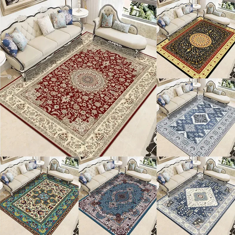 

Bohemian Vintage Carpet Large Area Living Room Sofa Mat Bedroom Office Muslim Prayer Non-slip Machine Washable Rug Home Decor