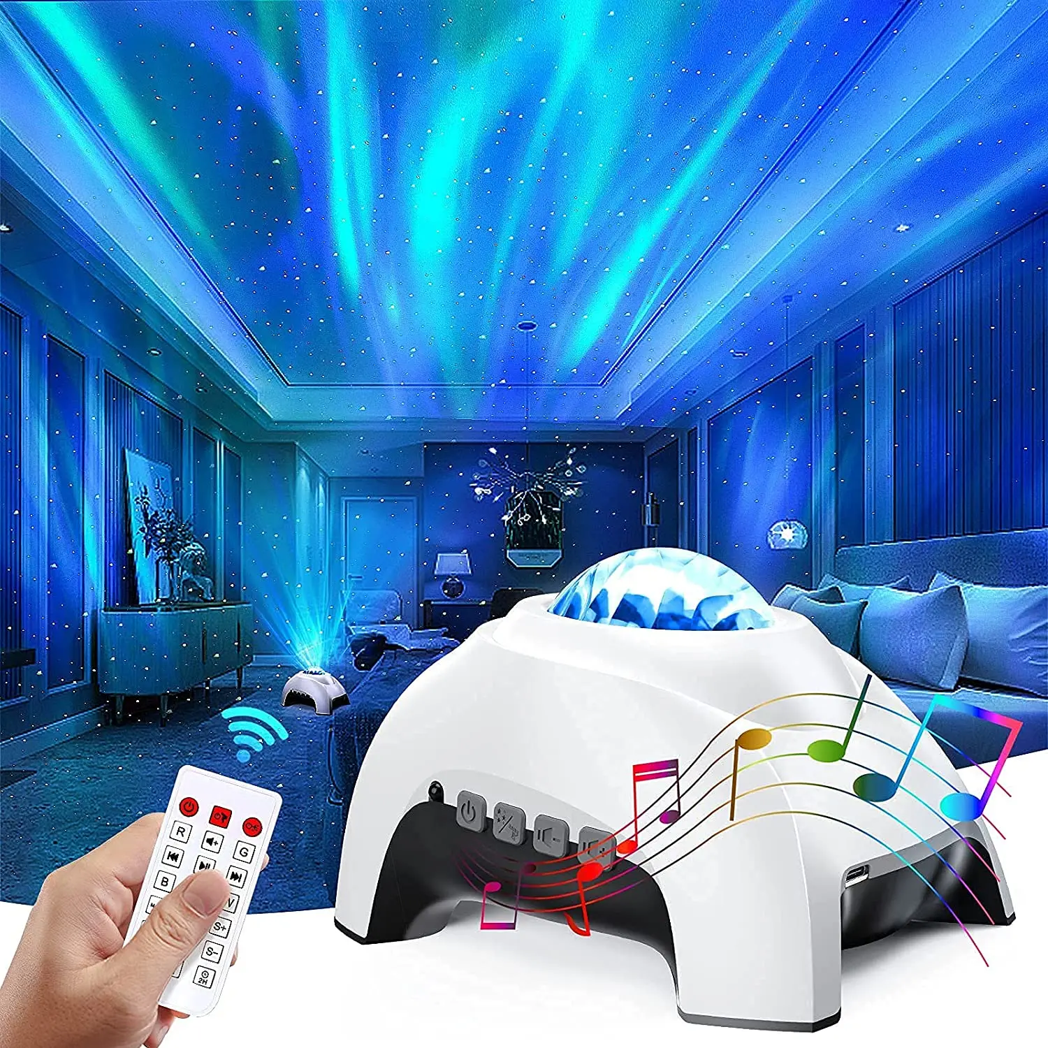 

Colorful Aurora Projector White Noise Night Light Northern Lights Star Projector with Bluetooth Speaker for Baby Kids Adults