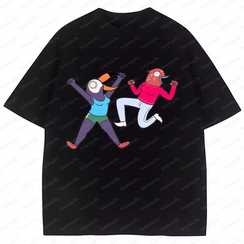 Camiseta divertida de dibujos animados de Bertie & Tuca, camisetas informales con cuello redondo y manga corta, camisetas gráficas de gran tamaño, ropa de calle para niños