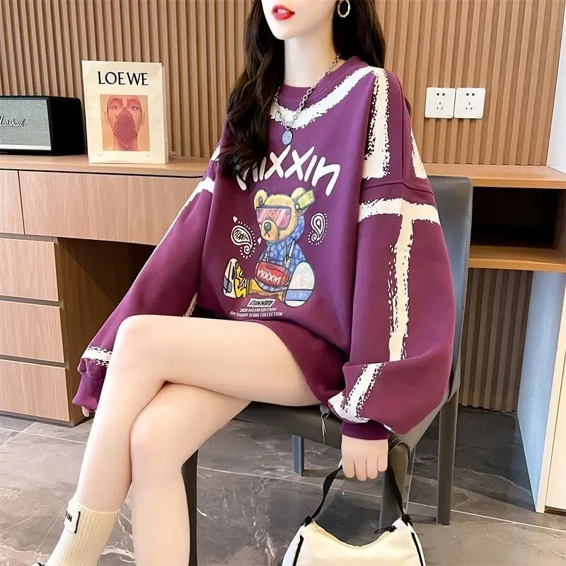 Shirt Pullover Female Streetwear Sweatshirt Loose Long Sleeve Top Autumn Graphic Winter Casual Korean Fashion Anime Aesthetic