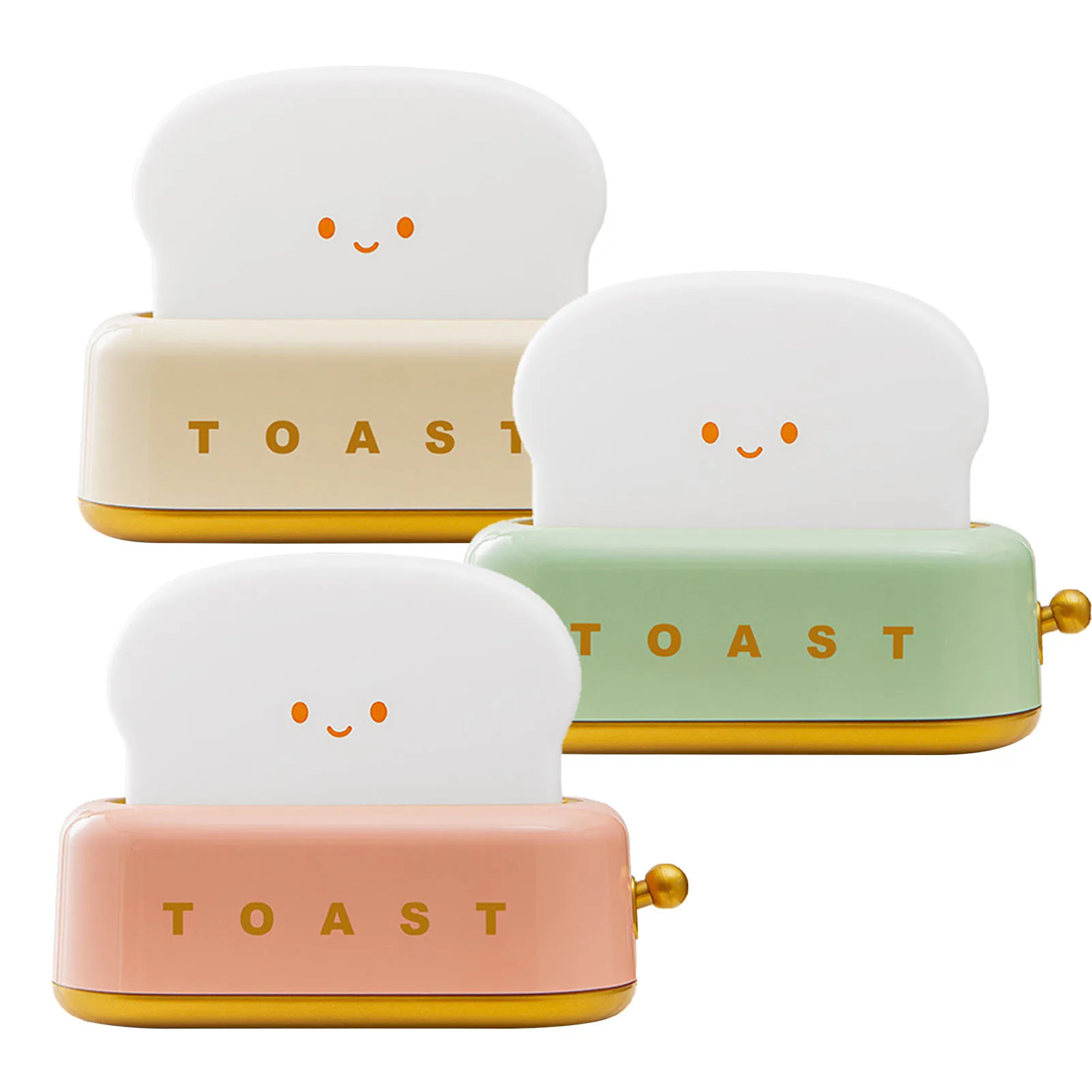 Cute Night Light Toast Lamp Rechargeable Bread Toast Shape LED Night Lamp Lighting Adjustable Auto-Off Bedside Lamp For Desk