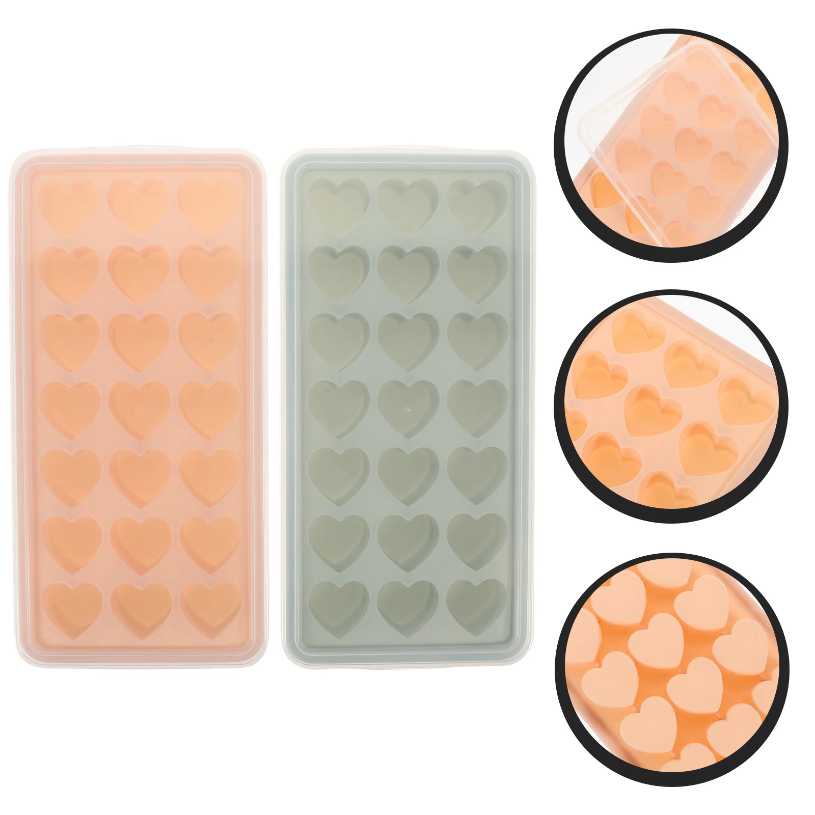 

2 шт. силиконовая форма в форме сердца с 42 отверстиями, многоразовый лоток для морозильной камеры, изготовление кухонных инструментов своими руками, лотки для кубиков с крышкой, форма для льда для напитков