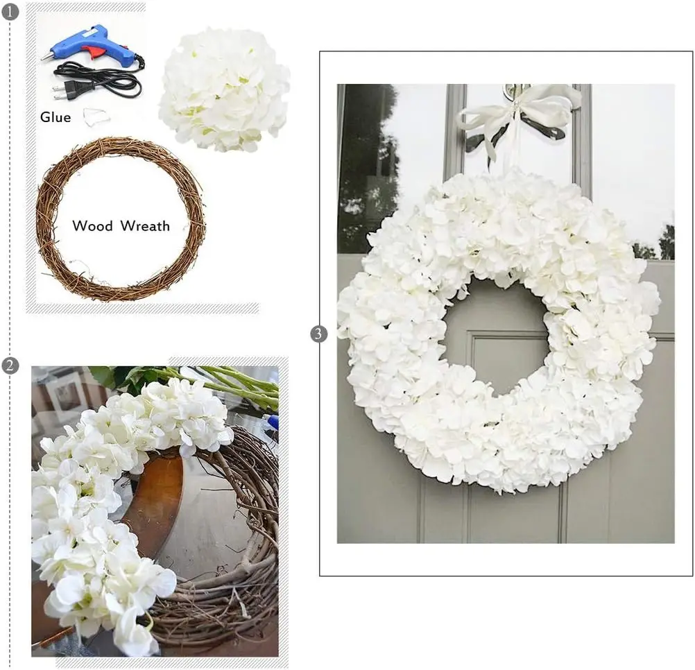 6 Stück 8,7 Zoll Seiden-Hortensien-Blütenköpfe mit Stielen, künstliche Hortensien-Blumen für DIY-Hochzeits-Mittelstück, Heimdekoration – Detail 26
