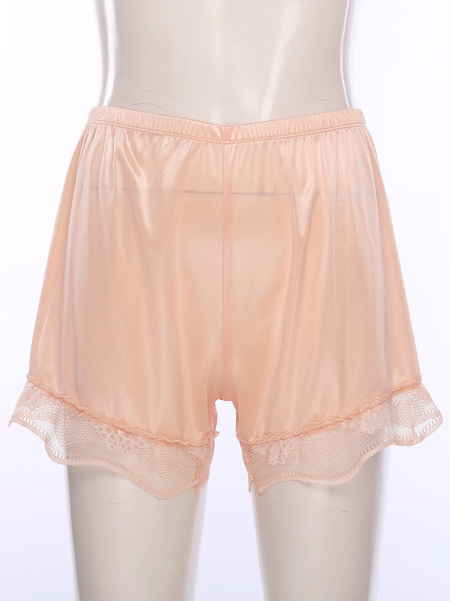 النساء ساتيني الدانتيل تقليم سلامة السراويل لامعة مطاطا حزام فضفاض زلة السراويل Jk التنانير Pettipants قيعان ملابس خاصة غير رسمية