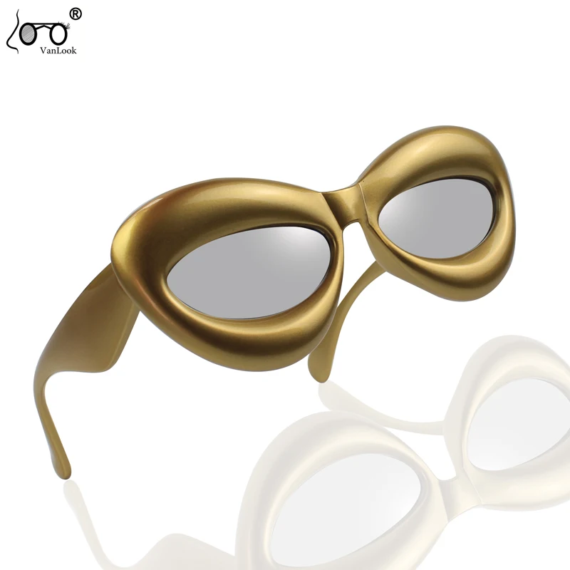 Gold Lips Shape Sunglasses Party Inflatable Shades Futuristic Ins Trend Fashion Cats-eye Men Women Sun Glasses