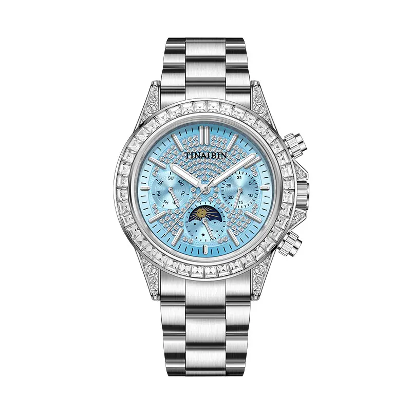 relogios masculino Mechanical Wrist Watches for Men Blue Luxury Business High Quality 2025