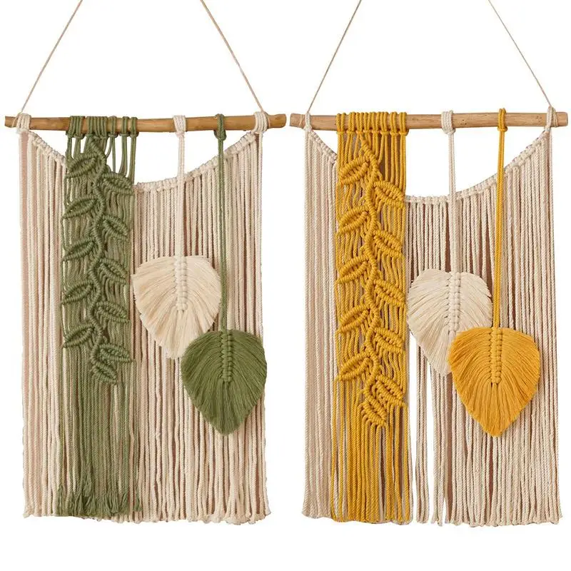 Leaf Wall Hanging Decoration Hand Woven Bohemian French Style Home Decoration Living Room Bedroom Homestay Hotel Tapestry