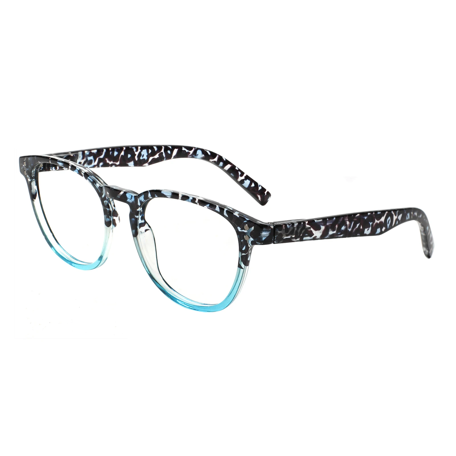 

HENOTIN Fashion Print Women's Decorative Round Prescription Glasses Metal Hinges Men's HD Comfortable Reading Eyeglasses