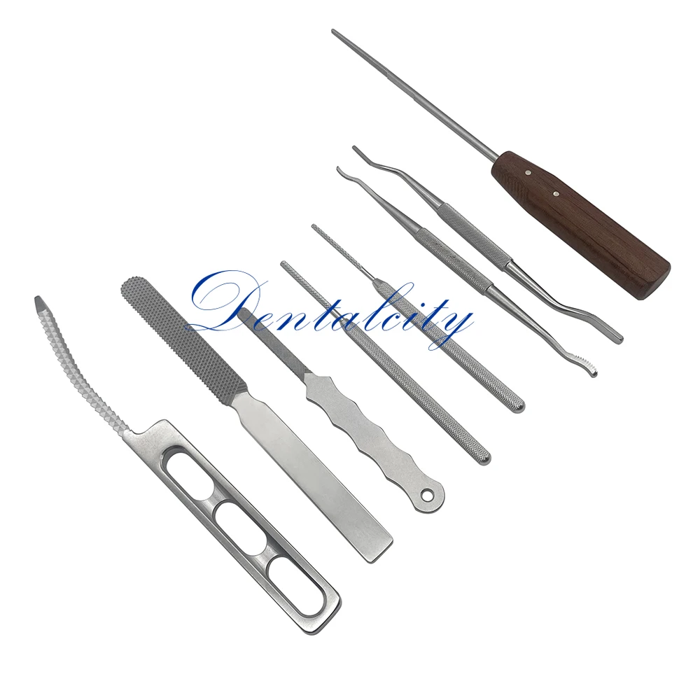 Stainless Steel Orthopedic Bone Joint File Set - Straight & Curved Trochlea Rasp for Joint Operation & Grinding