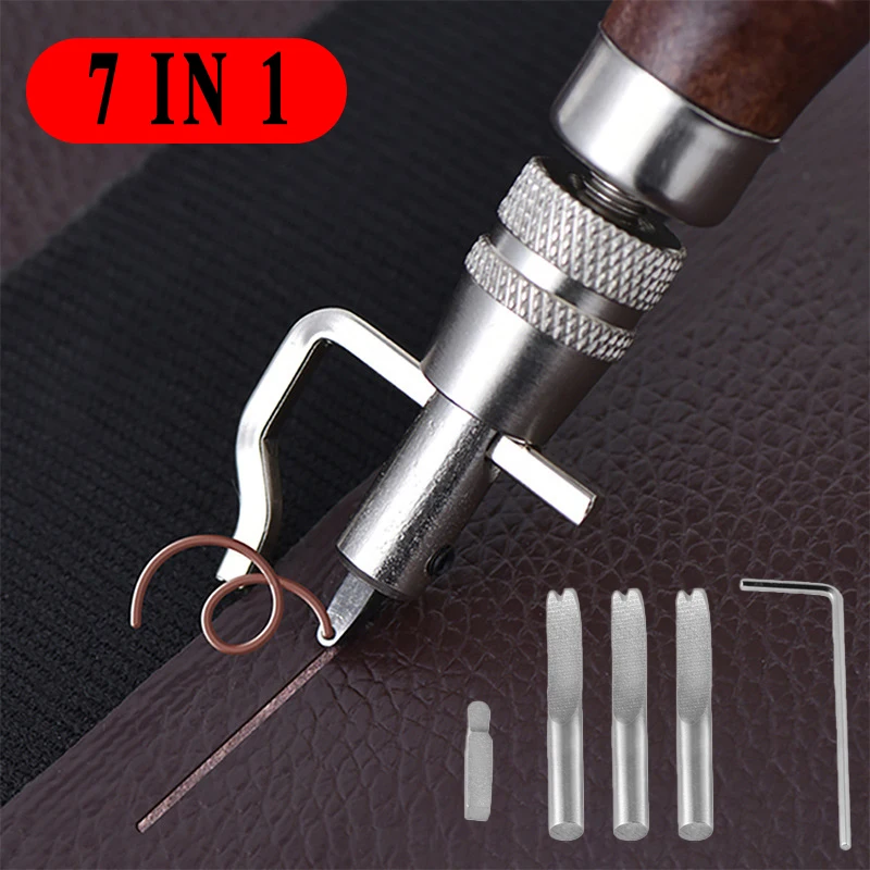 7 in 1 Pro Adjustable Leather Stitching Groover and Creasing Edge Beveler Leathercraft Kits Carving Cutting Edge Tools SIKEZHAN