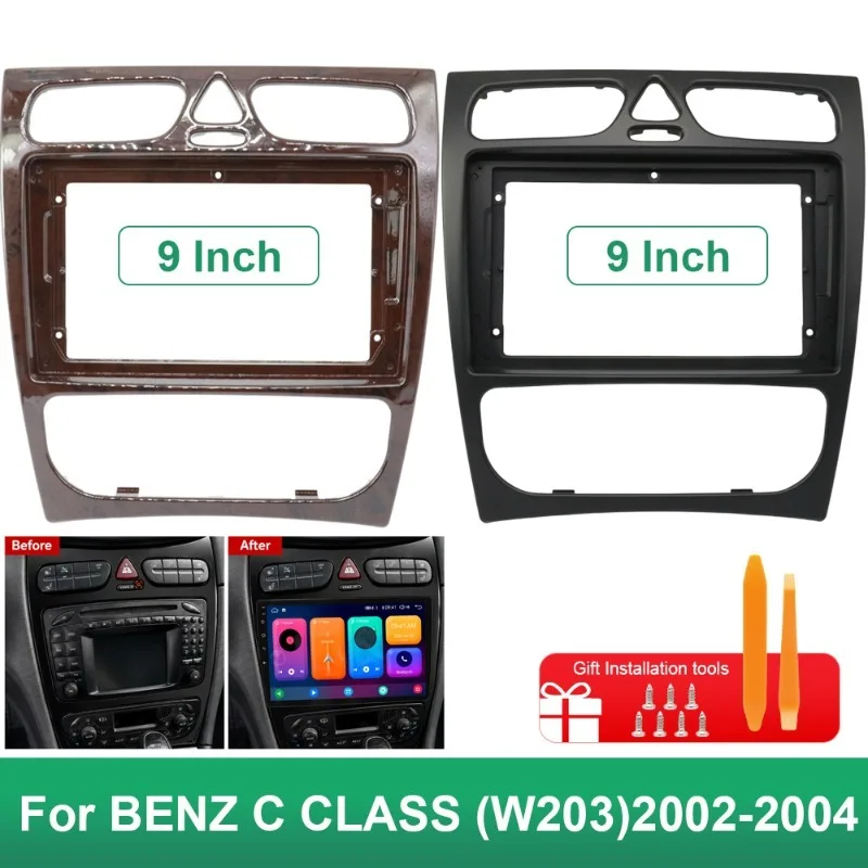 9 Inch Car Radio Dashboard Panel For Benz C-Class W203 2002-2004 Stereo Mounting Fascia Frame Trim Kit