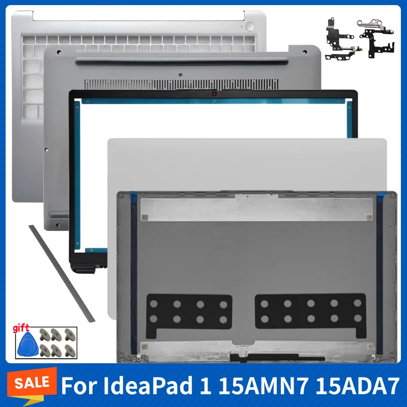For IdeaPad 1 15AMN7 15ADA7 LCD Back Cover Front Bezel US Keyboard Palmrest Hinge Bottom Case Computer Accessories Silver Laptop