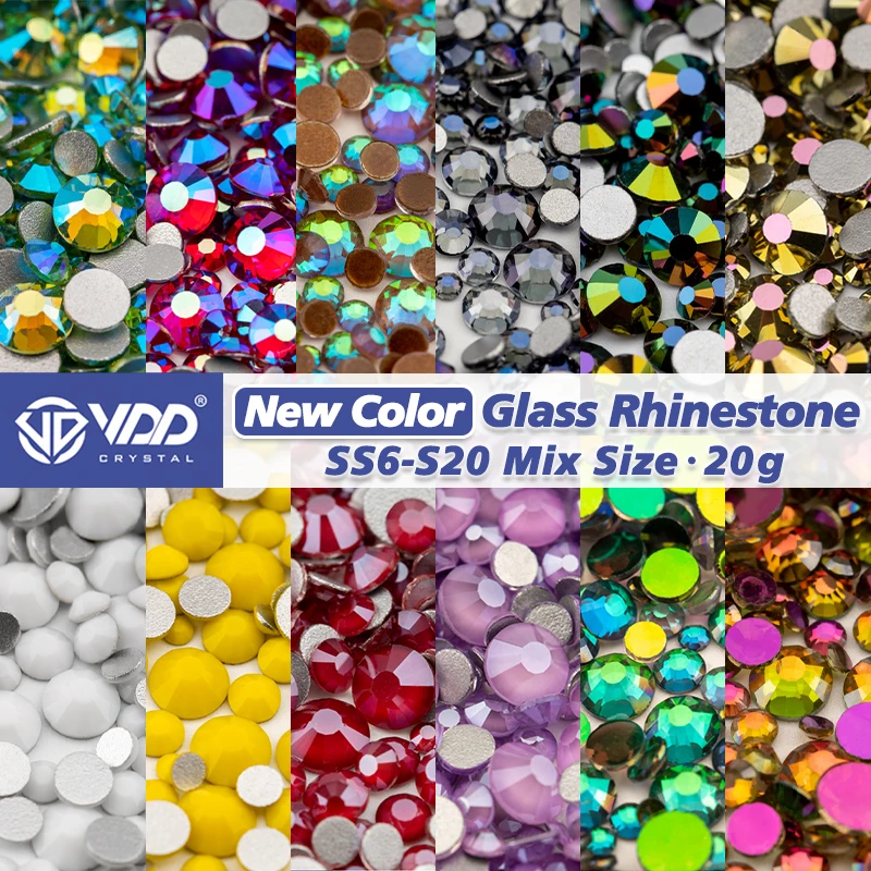 VDD New Color SS6-SS20 Mix Size High Quality Glass Rhinestone Crystal Flatback Glitter Stone Nail Art Accessories DIY Decoration