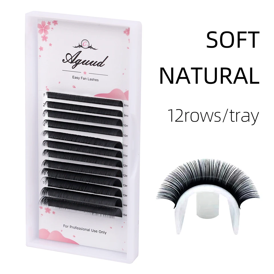 

AGUUD Matte Dark Black Easy Fan Lashes Volume Extension 8-15mm Mix Mega Eyelashes Blooming Fans Eyelash Extension Makeup Cilios