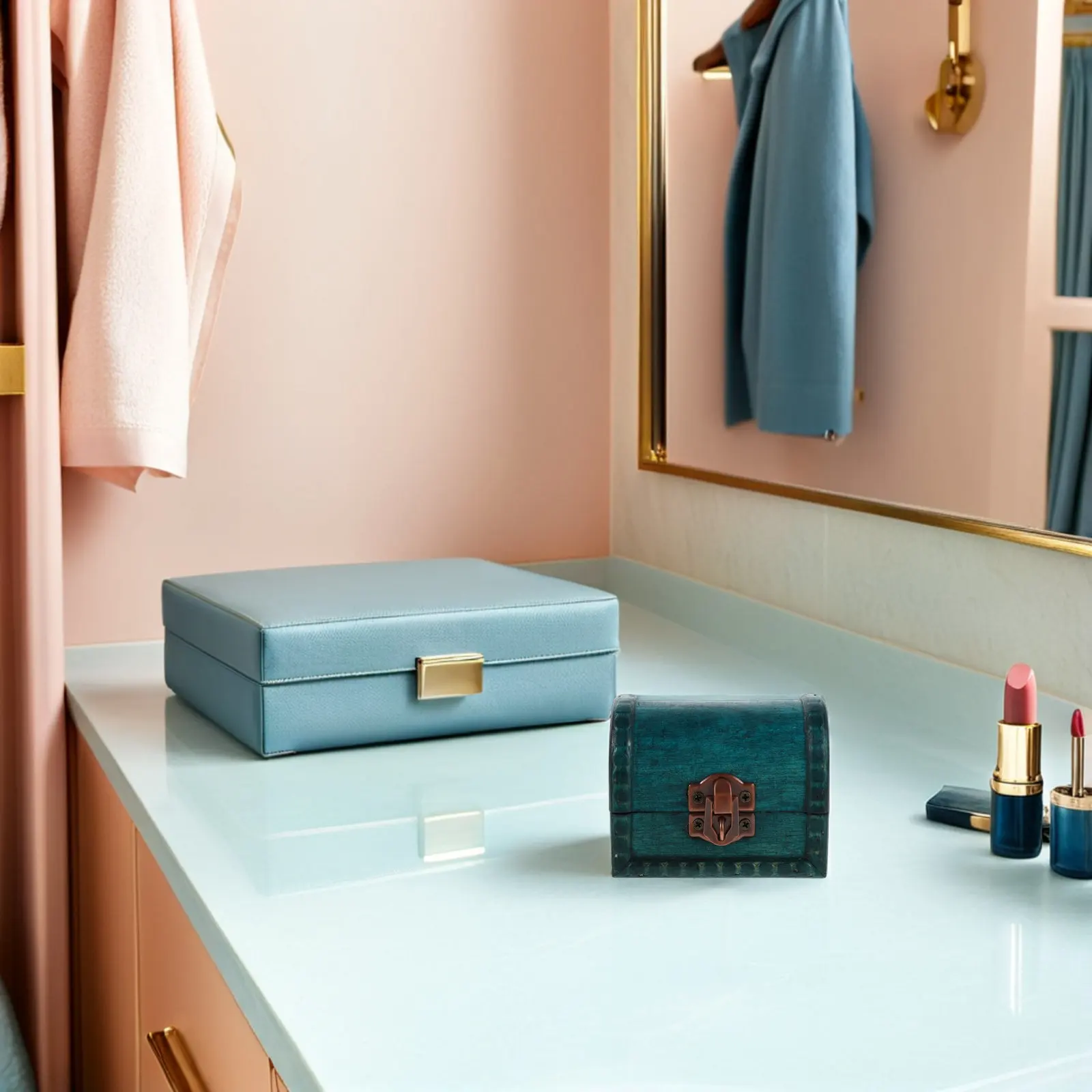 

Деревянный сундук для сокровищ в деревенском стиле, винтажная шкатулка-органайзер с замком для ювелирных украшений, колец, серег, памятных вещей, в азиатском стиле