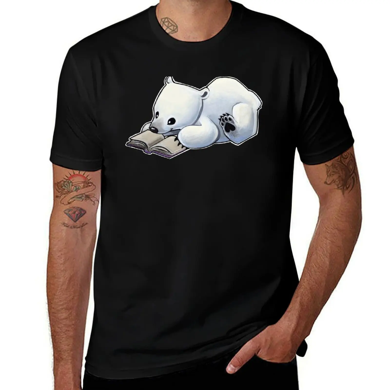 

Reading polar bear T-Shirt funny t shirts dark humor cotton tshirt 100% T-Shirt