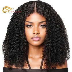 Kinky Curly Wigs Human Hair 4x4 Lace Closure Wig For Women Indian Curly Human Hair Wigs Natural Color 200% Density