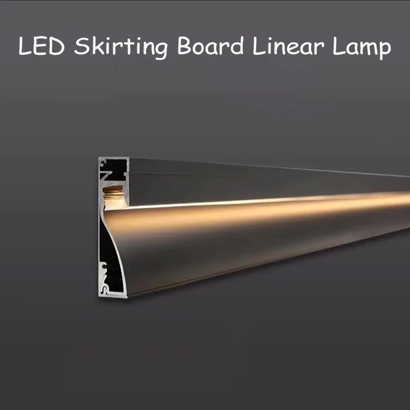 LED Luminous Skirting Line Aluminum Profile 1M Surface Mounted Corner Footing Linear Light Skirting Baseboard Bar Strip Lamp