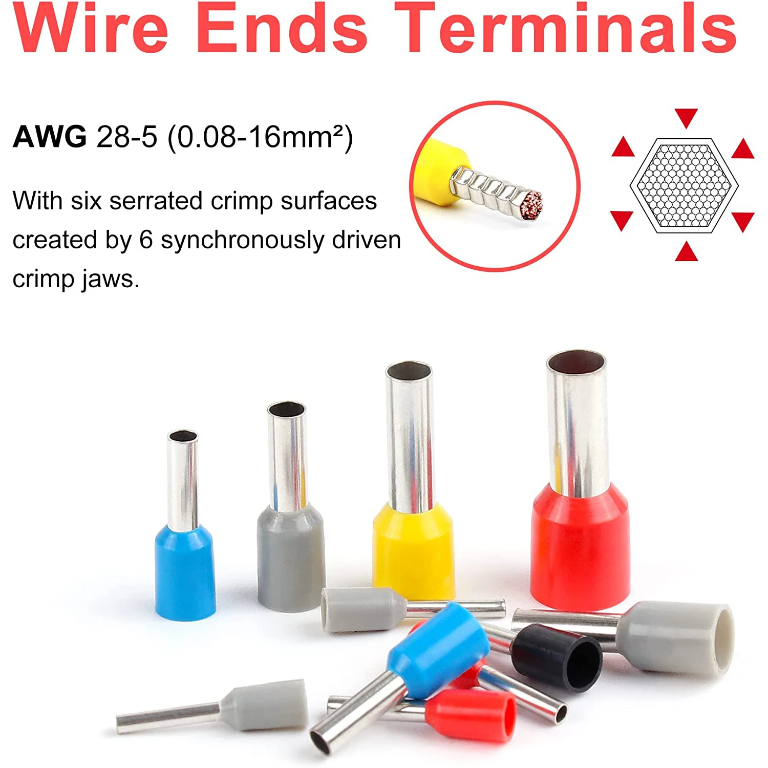 Imagem -05 - Hexagonal Virola Crimpagem Alicate Mangas de Extremidade do Cabo Catraca Ajustável Ferramenta Crimper Hsc8 166 305 Awg 516 Mm2