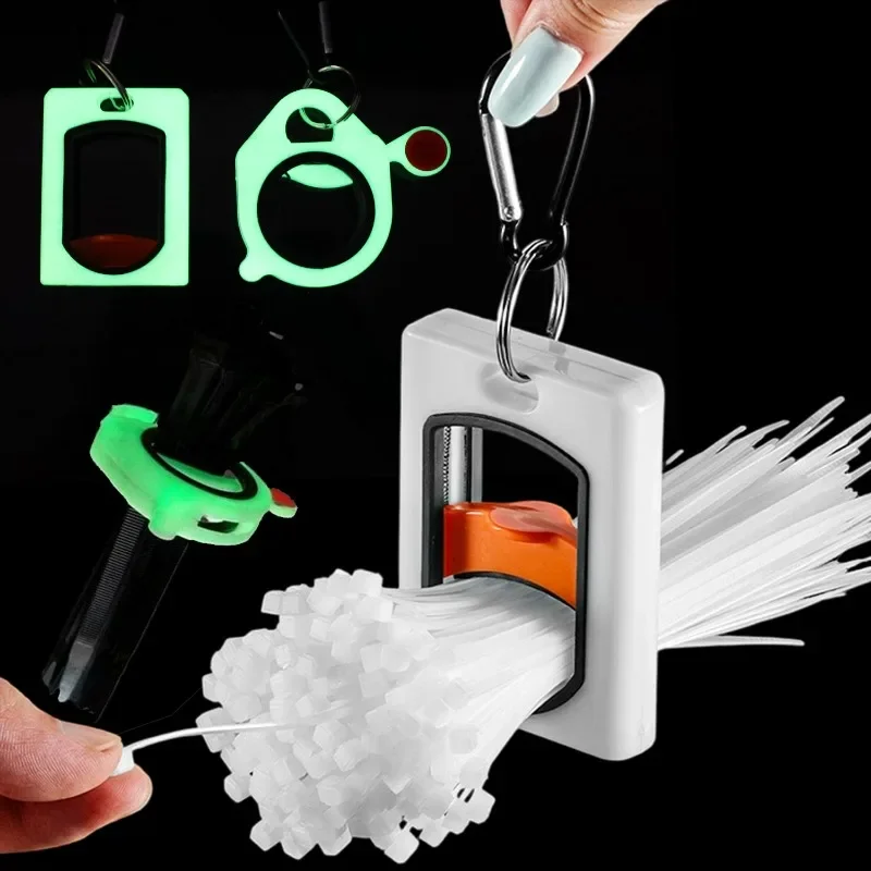 6/1Pcs Zip Tie Organizer Portable Fluorescent Cable Tie Holder Reusable Storage Supplies Square Round Luminous Buckle Tools